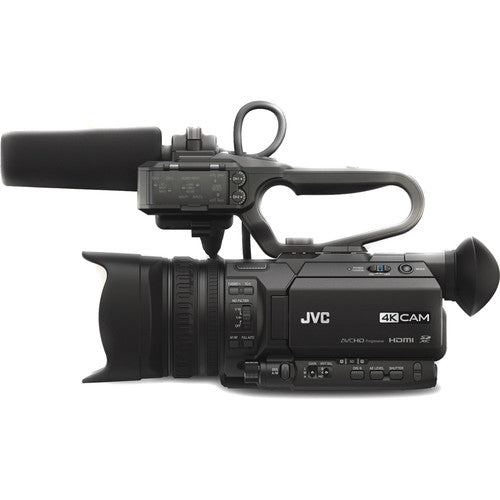 JVC GY-HM180 Ultra HD 4K Camcorder with HD-SDI GY-HM180U |Extra Battery, UV Filter, Tripod, Padded Case, LED Light, 64GB MC &amp; More Starter Bundle