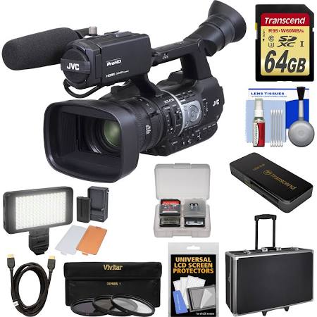 JVC GY-HM620U ProHD Professional Mobile News Camcorder + Microphone + 64GB + Video Light + Hard Case + 3 Filters + HDMI Cable + Kit