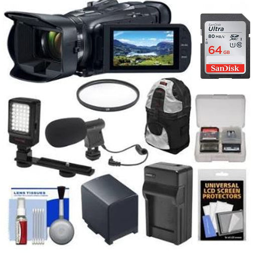 Canon VIXIA HF G50 4K Ultra HD Video Camera Camcorder with 64GB Card | Battery &amp; Charger |Video Light |Microphone |Backpack Bundle