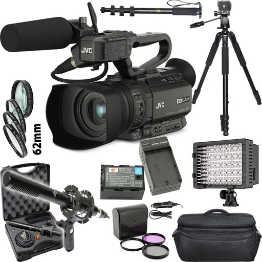 JVC GY-HM200HW House of Worship Streaming Camcorder W/ Microphone Supreme Bundle