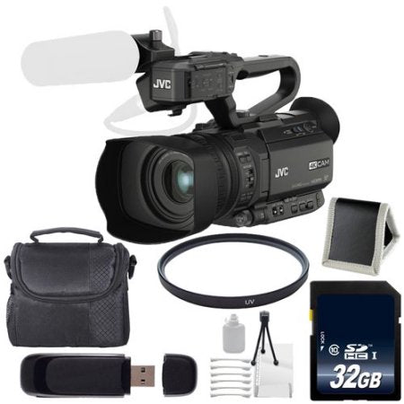 JVC GY-HM200 GYHM200 4KCAM Compact Handheld Camcorder + 32GB SDHC Class 10 Memory Card + Carrying Case + 62mm UV Filter