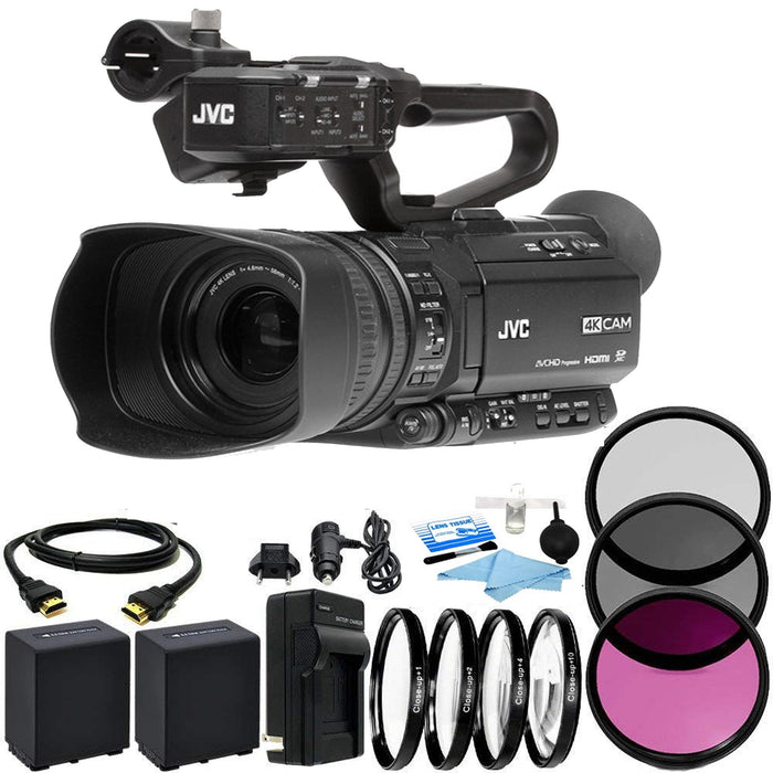 JVC GY-HM250 UHD 4K Streaming Camcorder with Built-in Lower-Thirds Graphics with Additional Accessories