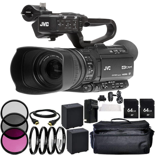 JVC GY-HM250 UHD 4K Streaming Camcorder with Built-in Lower-Thirds Graphics-2x Replacement Batteries + AC/DC Rapic Home &amp; Travel Charger etc