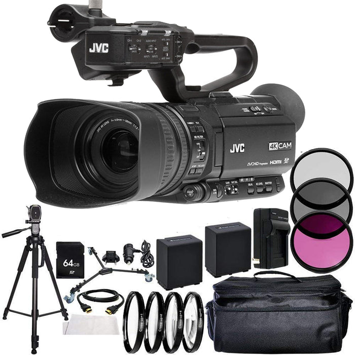 [USA] JVC GY-HM250 UHD 4K Streaming Camcorder with Built-in Lower-Thirds Graphics Bundle Includes 2x Replacement Batteries MORE