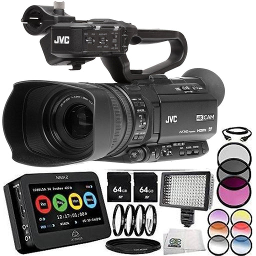 JVC GY-HM250 UHD 4K Streaming Camcorder with Built-in Lower-Thirds Graphics w/ Atomos Ninja 2 Video Recorder Bundle