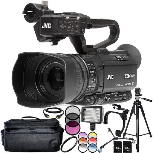 JVC GY-HM250 UHD 4K Streaming Camcorder with Built-in Lower-Thirds Graphics Accessory Bundle