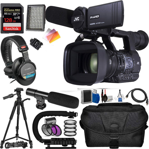 JVC GY-HM660u ProHD Mobile News Streaming with SanDisk 128GB MC, Professional Tripod, Tripod Dolly, Professional Carrying Case, and More