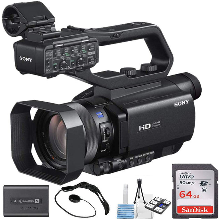 Sony HXR-MC88 Full HD Camcorder with Sandisk 64GB Memory Card | Spare Battery Starter Bundle