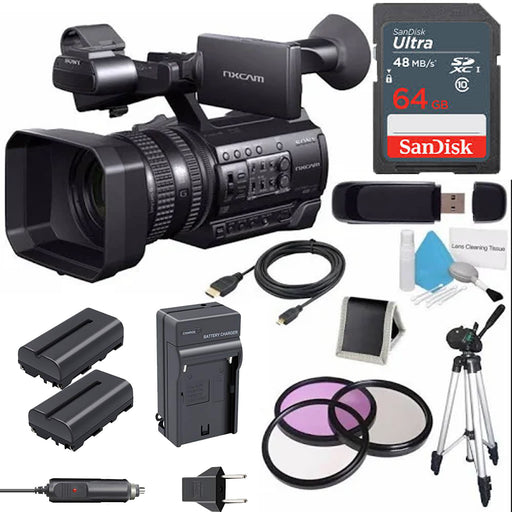 Sony HXR-NX100E/NX200 NXCAM AVCHD Camcorder PAL with 64GB SDXC Class 10 Memory Card Bundle