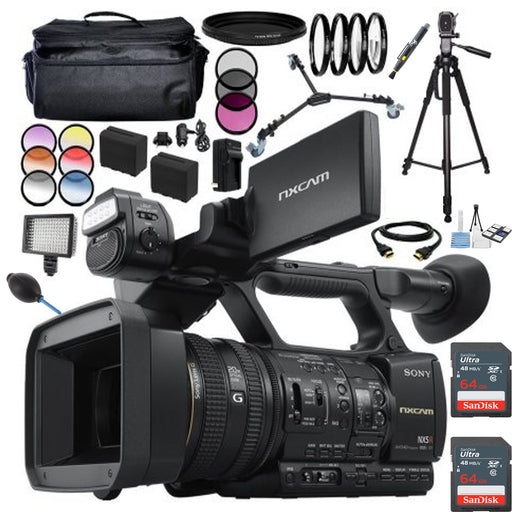 Sony HXR-NX5RE NXCAM Professional Camcorder with Built-In LED Light PAL with 72MM Filters &amp; More Bundle