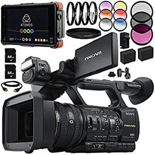 Sony HXR-NX5RE NXCAM Camcorder PAL with Atomos Ninja Flame | 2x 64GB SD Memory Cards | 2 Replacement Batteries | MORE