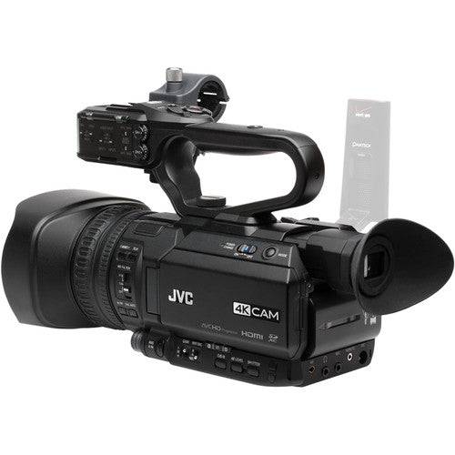 JVC GY-HM200U/250 Ultra 4K HD 4KCAM Professional Camcorder &amp; Top Handle Audio Unit with XLR Microphone 64GB Card Reader Kit