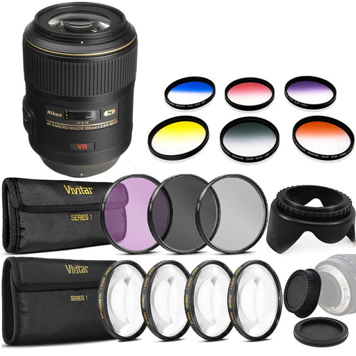 Nikon 105mm f/2.8G ED-IF AF-S VR Micro NIKKOR Lens Filter Bundle