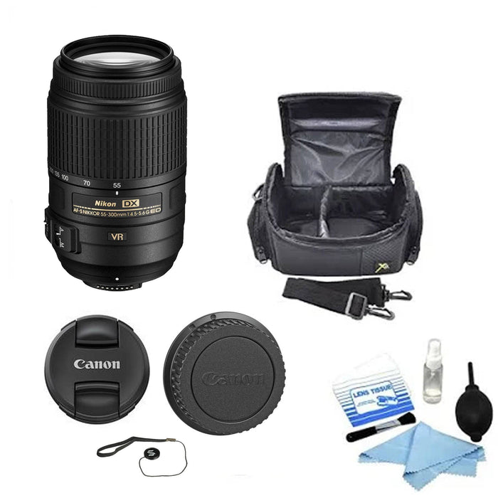 Nikon AF-S DX NIKKOR 55-300mm f/4.5-5.6G ED VR Lens With Medium Bag &amp; Cleaning Kit