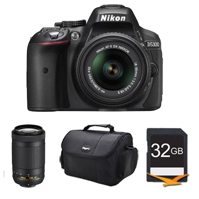 Nikon D5300/D5600 DSLR Camera with 18-55mm and 70-300mm VR Lenses Starter Package