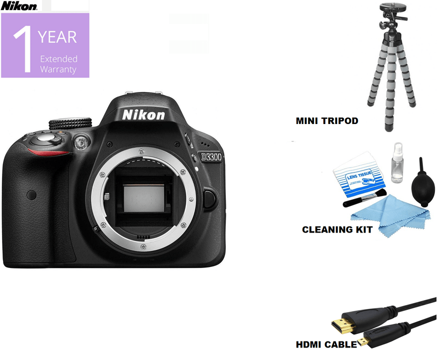 Nikon DSLR D3300/D3500 Camera (Body Only) with Spider Tripod | 52MM UV Filter | Cleaning Kit