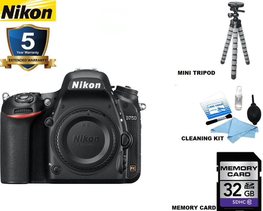 Nikon D750 DSLR Camera (Body Only) with 5 Year Extended Starter Package