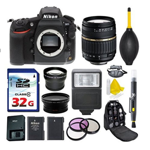 Nikon D810 Digital SLR Camera w/ Tamron Auto Focus 18-200mm Macro Zoom Lens + 32GB Class 10 Memory Card Bundle