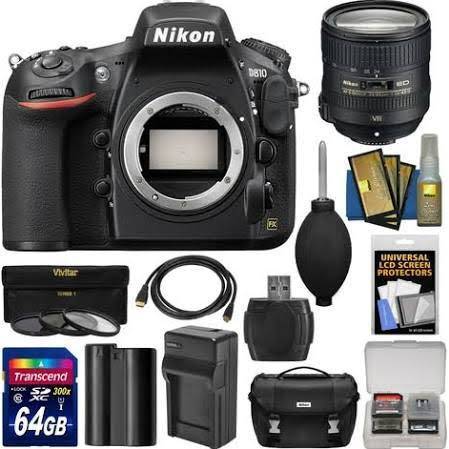 Nikon D810 Digital SLR Camera Body with 24-85mm VR Lens + 64GB Card + Battery + Charger + Case + 3 Filters + Kit