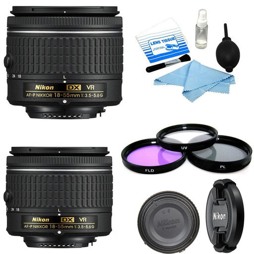 Nikon AF-P DX Nikkor 18-55mm F/3.5-5.6G ED VR Lenses with Cleaning Kit &amp; 55mm Filter