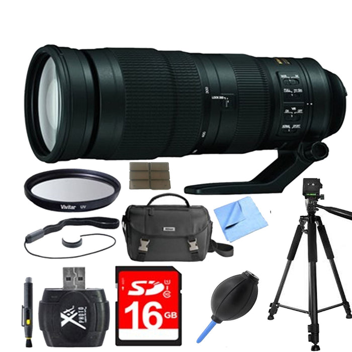 Nikon AF-S NIKKOR 200-500mm f/5.6E ED VR Lens with 16GB Deluxe Bundle