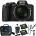 Nikon COOLPIX B600 Digital Camera (Black) with Nikon Case | 2x Spare Batteries &amp; AC/DC Charger | Spider Tripod