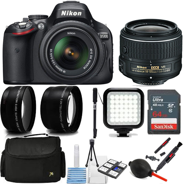 Nikon D5100/D5600 Digital SLR Camera With 18-55mm f/3.5-5.6G VR Lens | Sandisk 64GB | Monopod | Case &amp; More Bundle