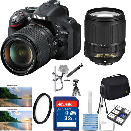 Nikon D5200/D5600 DSLR Camera with 18-140mm VR DX Lens with Sandisk 32GB |Spider Tripod | UV Filter & Cleaning Kit