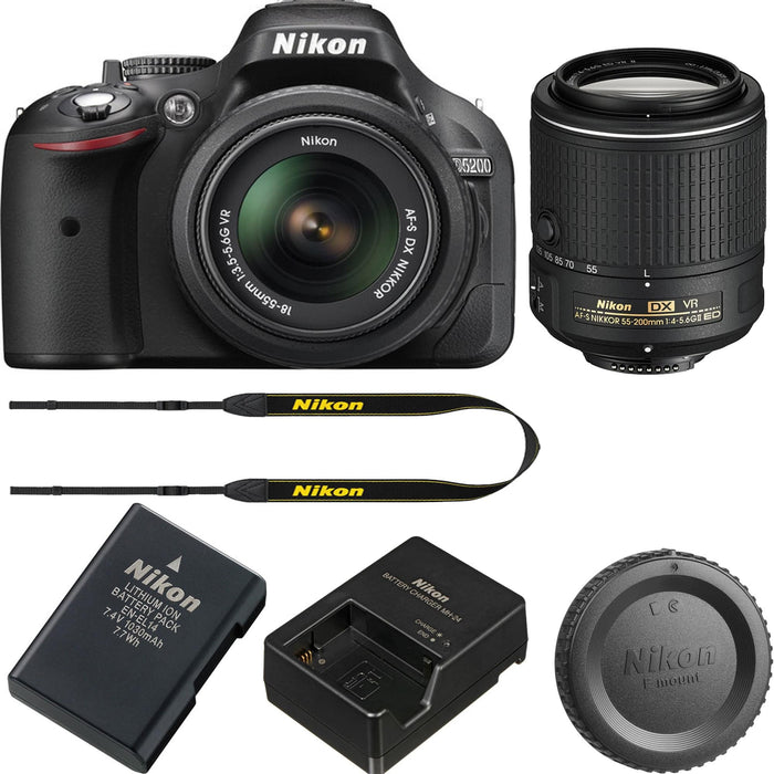 Nikon D5200/D5600 DSLR Camera with 18-55mm f/3.5-5.6G ED II &amp; 55-200mm f/4-5.6G ED VR II Lenses