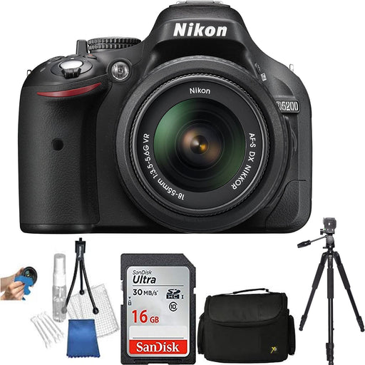 Nikon D5200/D5600 DSLR Camera with 18-55mm VR Lens (Black) With 16GB Starter Package