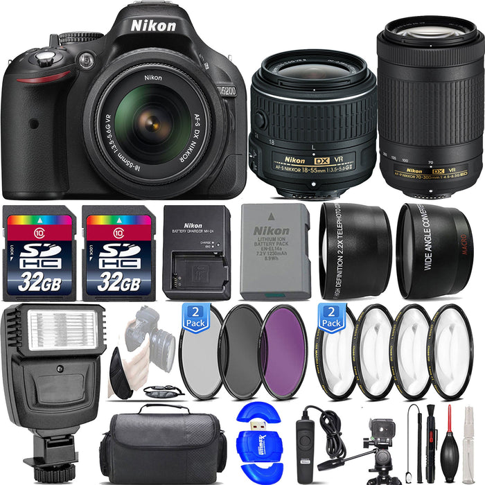 Nikon D5200/D5600 DSLR Camera with 18-55mm VR Lens &amp; Nikon 70-300mm VR Lens- 64GB Kit