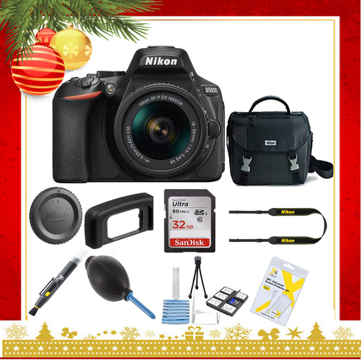 Nikon D5600 DSLR Camera with 18-55mm Lens (Black) |Nikon Case | Sandisk 32GB Memory Card |Cleaning Kit - Holiday Gift Special