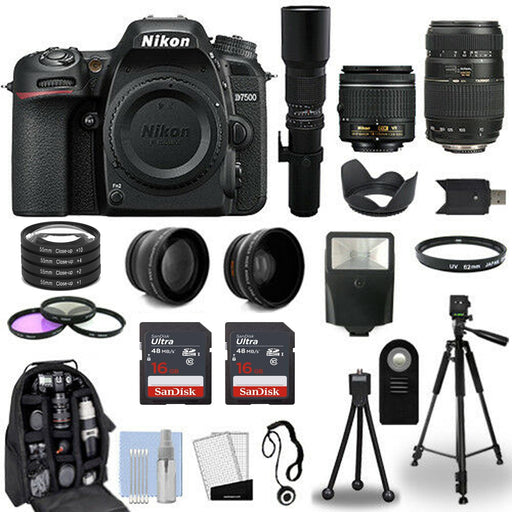 Nikon D7500 DSLR Camera | 5 Lens Kit Nikon 18-55mm | 70-300mm | 500mm and More