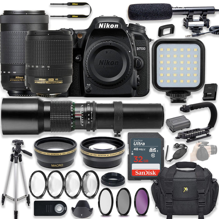 Nikon D7500 DSLR Camera with 18-140mm Lens &amp; 70-300mm VR Deluxe Bundle