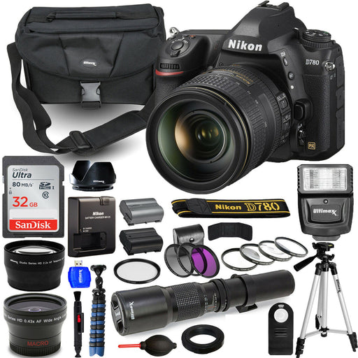 Nikon D780 DSLR Camera with 24-120mm Lens with | 500mm Lens 32GB Bundle