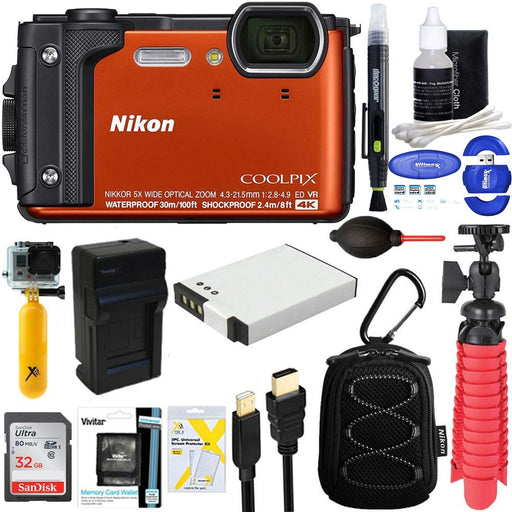 Nikon COOLPIX W300 Digital Camera (Orange/Mix Colors) with Sandisk 32GB Memory & Essential Accessory Bundle