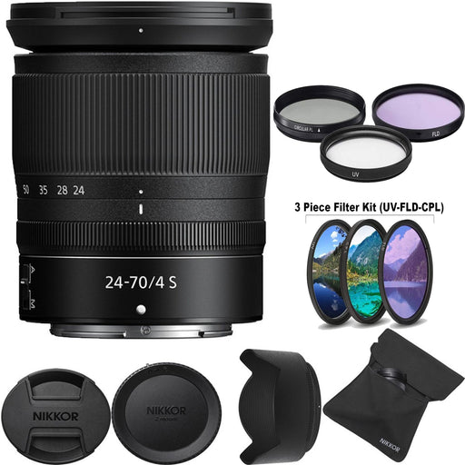 Nikon NIKKOR Z 24-70mm f/4 S Lens with 72mm Filter Kit (UV, FLD, CPL)