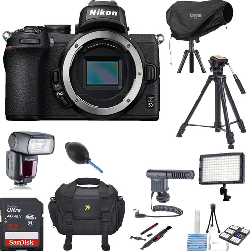 Nikon Z50 Mirrorless Digital Camera (Body Only) with Sandisk 32GB Pro Accessory Bundle