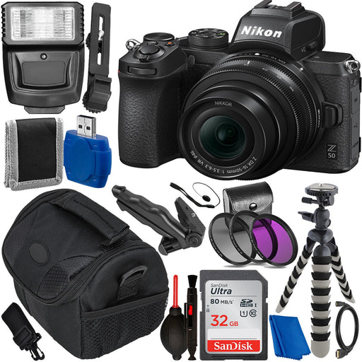 Nikon Z50 Mirrorless Digital Camera with 16-50mm Lens Accessory Bundle