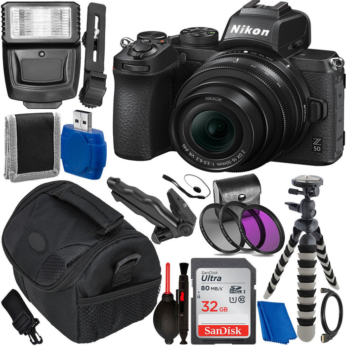 Nikon Z50 Mirrorless Digital Camera with 16-50mm Lens Accessory Bundle