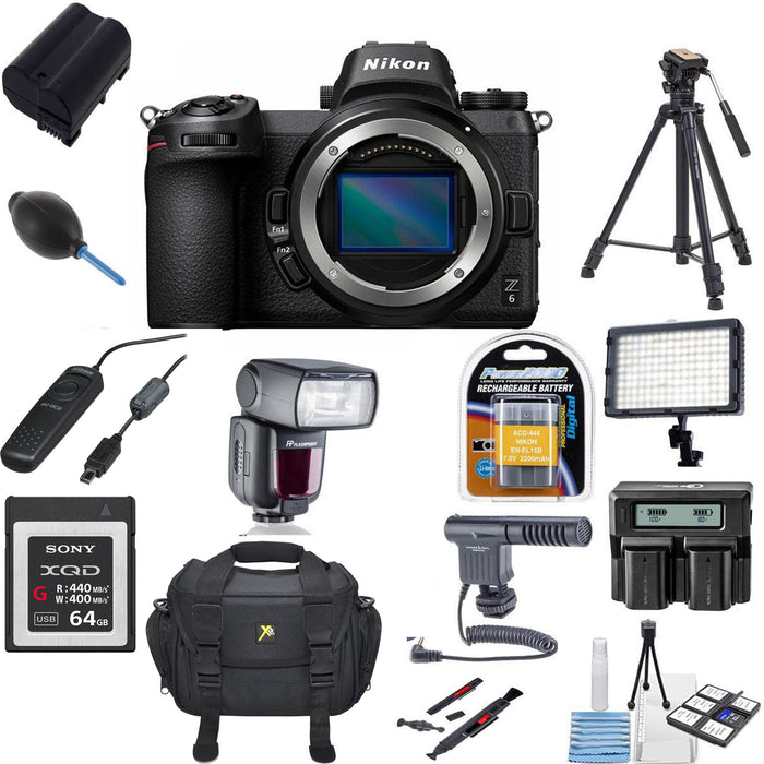 Nikon Z6 Mirrorless Digital Camera (Body Only) With Pro Accessory Bundle USA