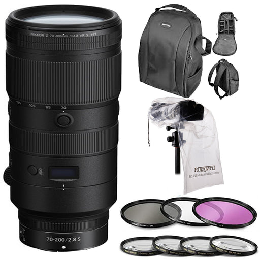 Nikon NIKKOR Z 70-200mm f/2.8 VR S Lens 77MM Filter Kit &amp; Close-Up Filters | DSLR BackPack | Rain Protection