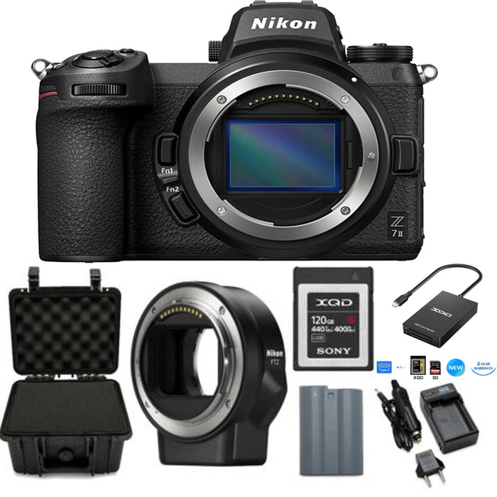 Nikon Z 7II Mirrorless Digital Camera (Body Only) with Nikon FTZ Mount | Sony 120GB XQD Essential Package