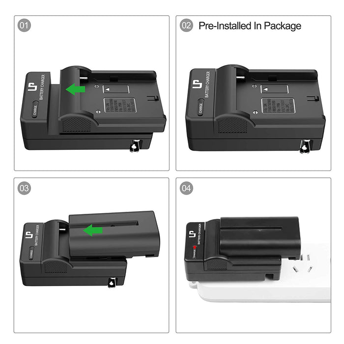 LP NP-F550 Battery Charger for Sony NP F550, F970, F960, F770, F750, F570, F530, F330, CCD-SC55, TR1, TR917, TR940, RV100, CN-160 and more