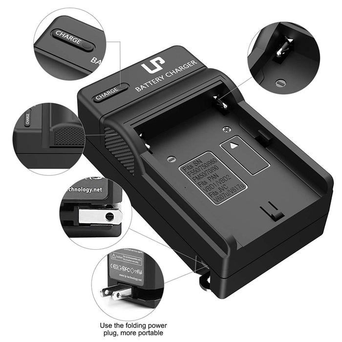 LP NP-F550 Battery Charger for Sony NP F550, F970, F960, F770, F750, F570, F530, F330, CCD-SC55, TR1, TR917, TR940, RV100, CN-160 and more