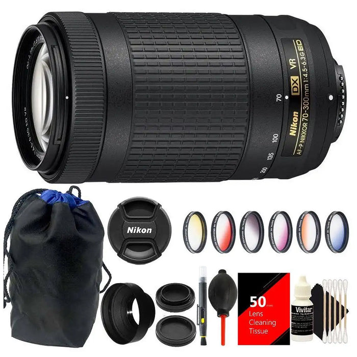 Nikon 70-300mm VR AFP f/4.5-6.3 DX Ed Lens with Top Accessory Bundle