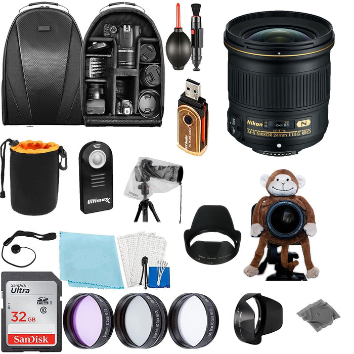 Nikon AF-S NIKKOR 24mm f/1.8G ED Lens Deluxe Bundle