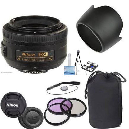 Nikon AF-S DX Nikkor 35mm f/1.8G Lens with 3 Piece Filter Kit |Lens Pouch |Lens Hood &amp; More