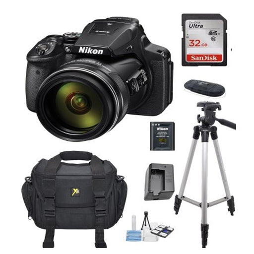 Nikon Coolpix P900 Camera Bundle includes Camera, 32Gb Memory Card, Camera Case , Tripod ,and More