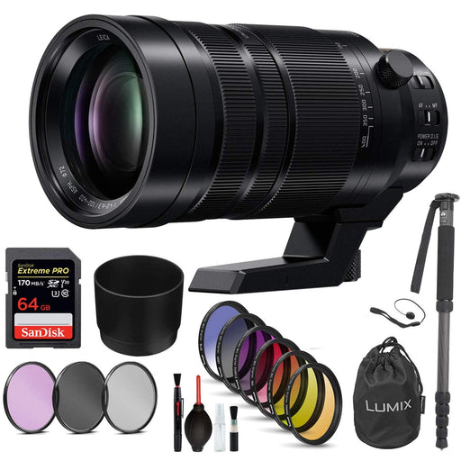 Panasonic Leica DG Vario-Elmar 100-400mm f/4-6.3 ASPH. POWER O.I.S. Lens w/ Package Kit Includes: Sandisk Extreme Pro 64GB SD, 9PC Filter Kit + More